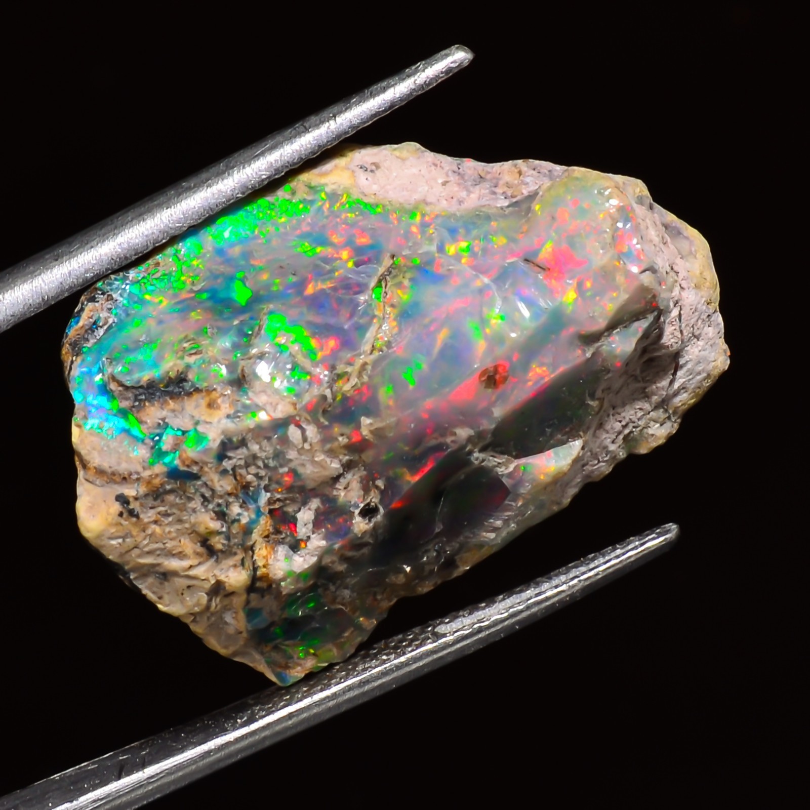 100% Natural 23.15 CT ETHIOPIAN Black OPAL ROUGH , Welo Fire Gemstone 19X28X11mm