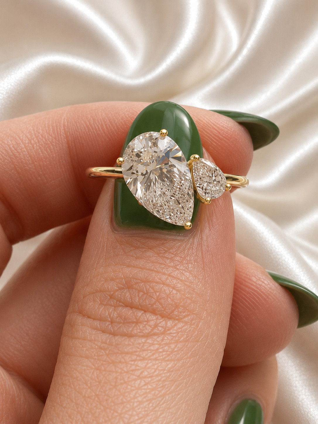 Pear Cut 4.50 Ct IGI Certified Lab Grown Diamond Engagement Ring 14k Yellow Gold