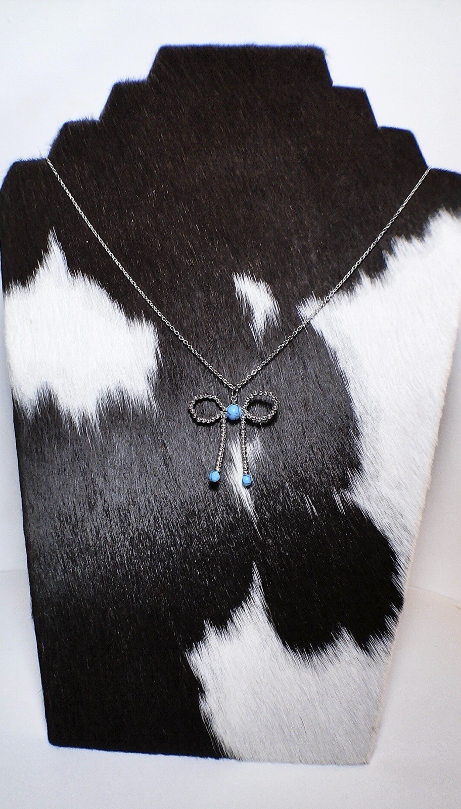 925 Sterling Silver Western Bow Necklace Turquoise Cowgirl Bow Pendant Necklace