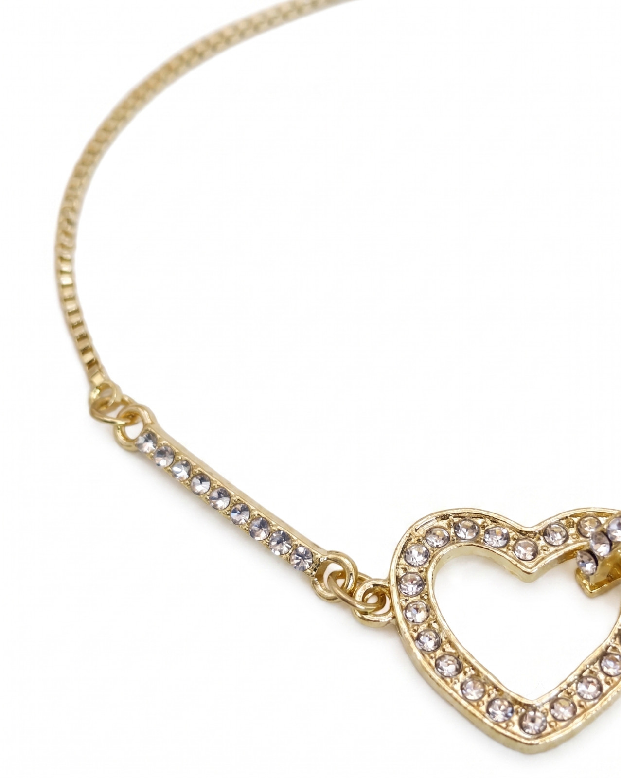 Gold and Silver Diamante Heart Toggle Bracelet Adjustable Womens Gift UK Seller