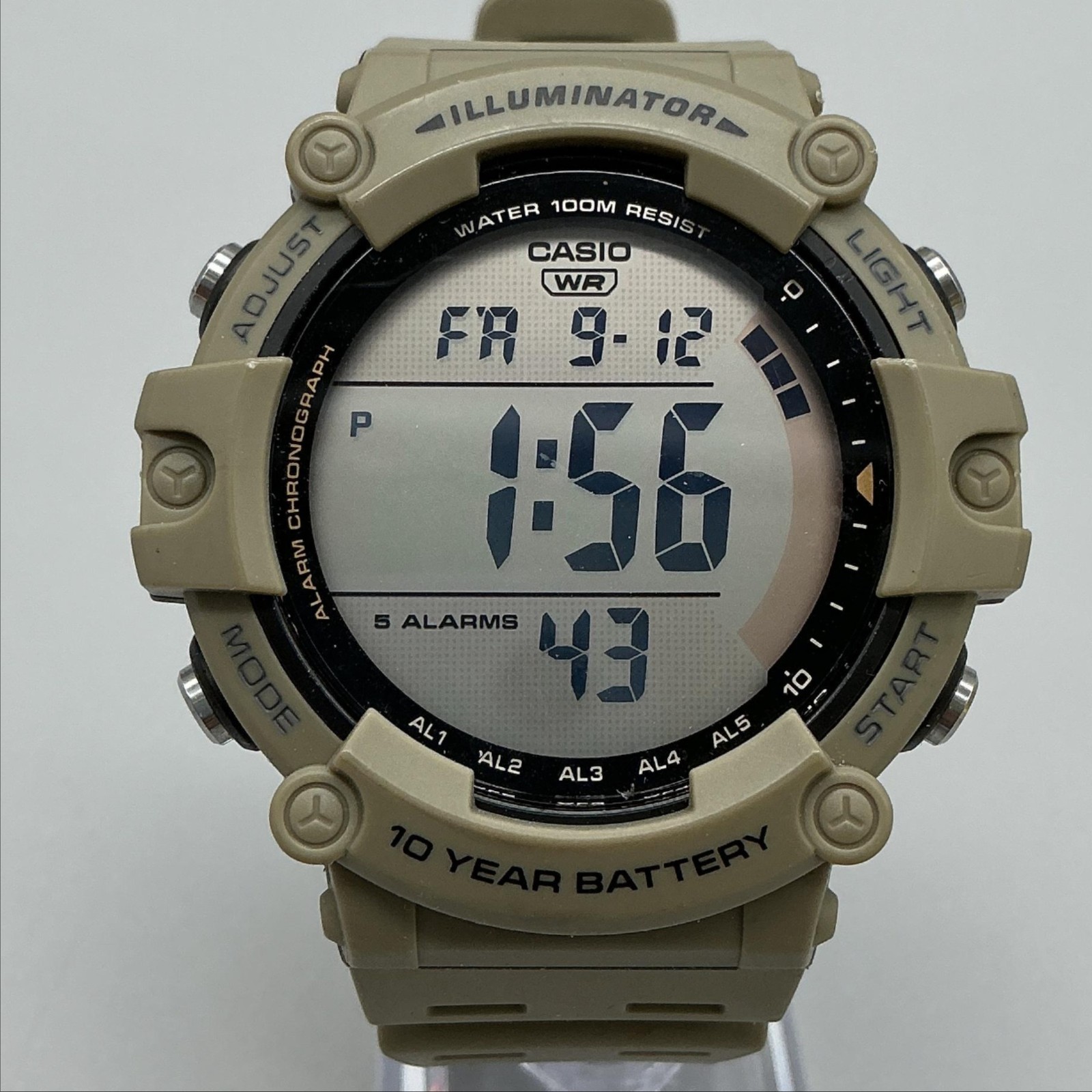 Casio 3502 AE-1500WH Mens Watch 51mm Digital Tan Case 100M WR Illuminator