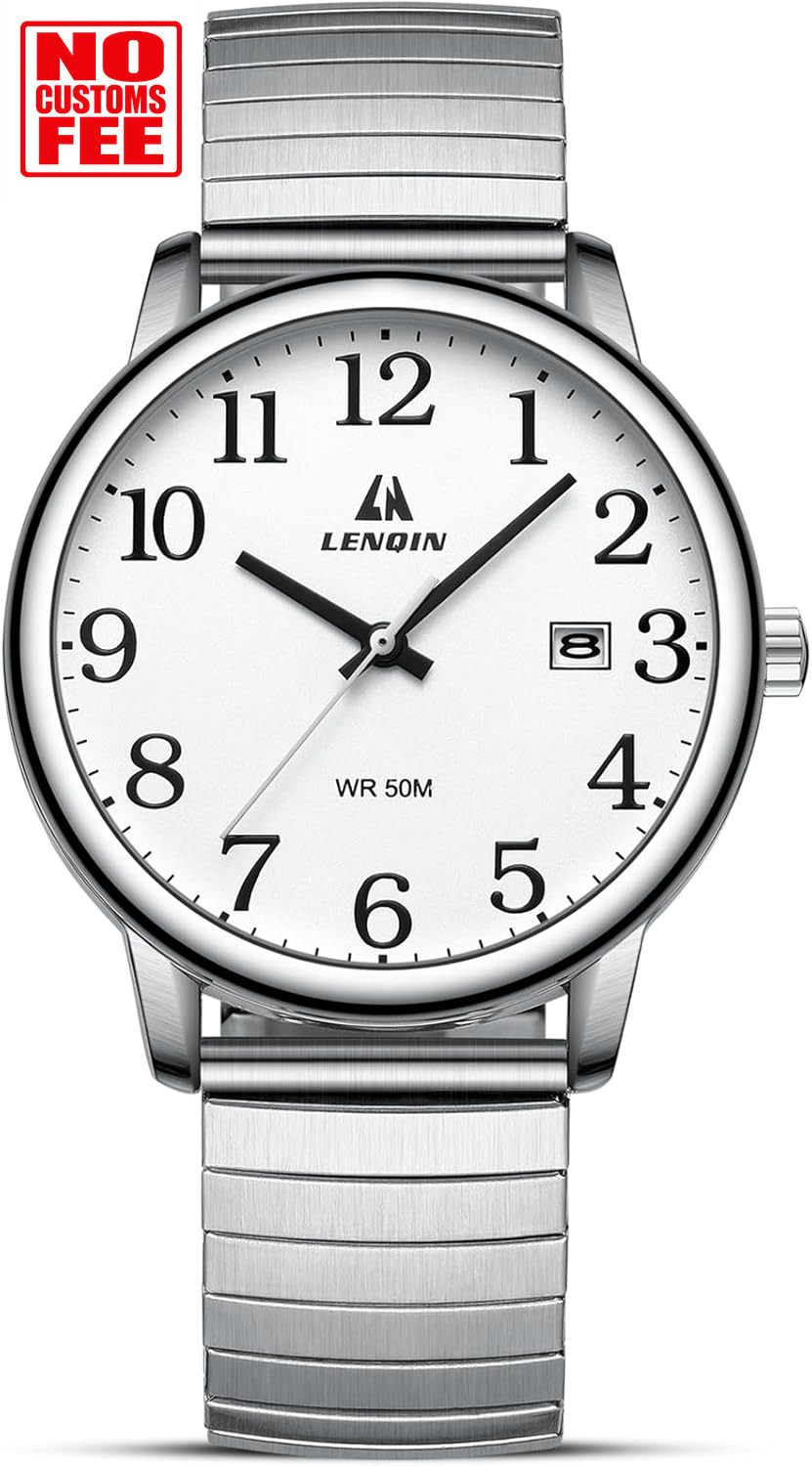 Mens Watches Stainless Steel Analog Quartz Watch for Men Easy Reader 38 Mm Fashi