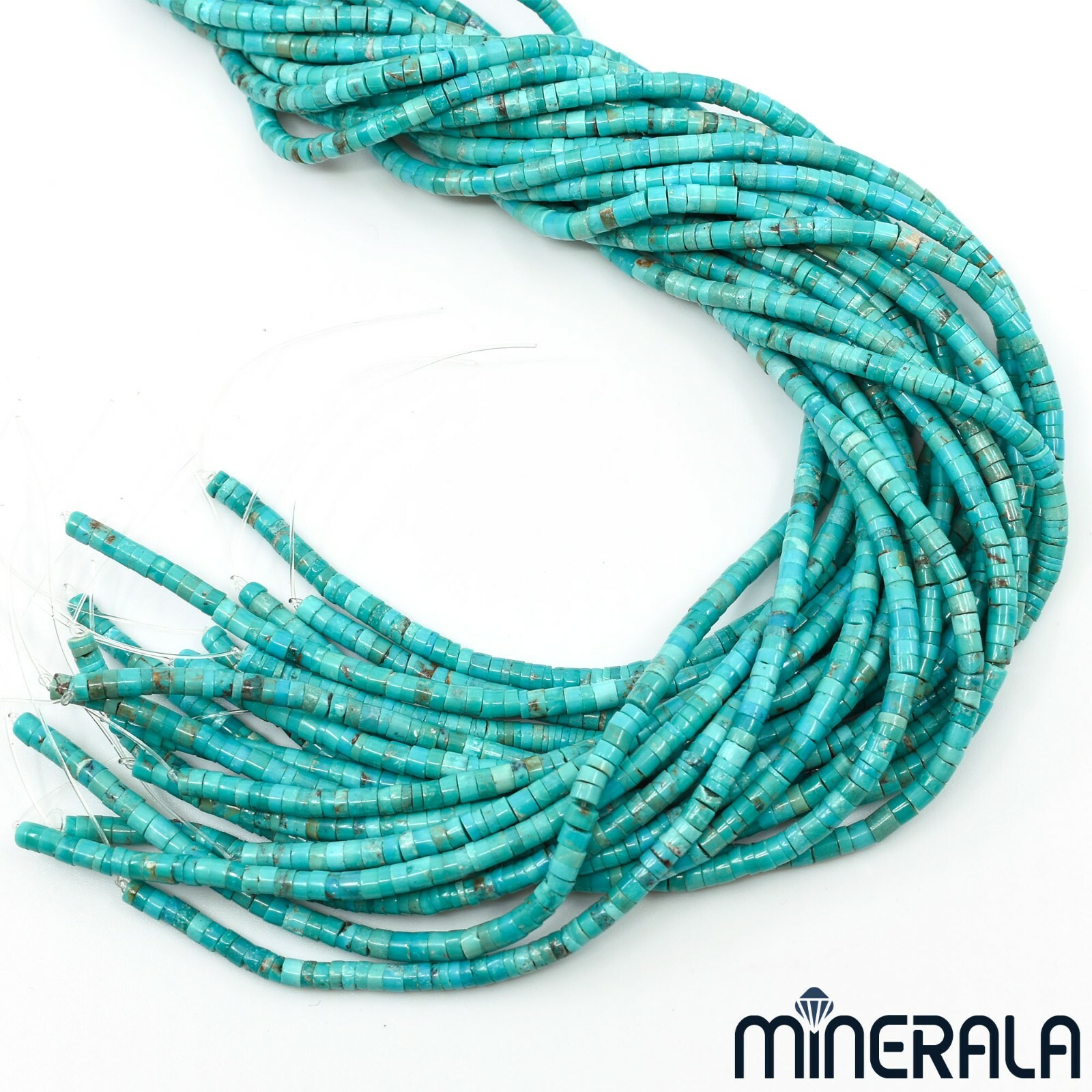 NATURAL TURQUOISE GEMSTONE HEISHI 3mm-3.5mm BEADS 15.5″ 40cm STRAND WP00171