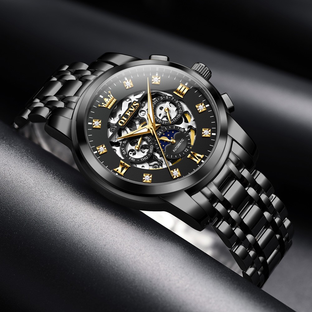 OLEVS 6721 Hollow Multifunction Dial Fashion Men Automatic Mechanical Wristwatch