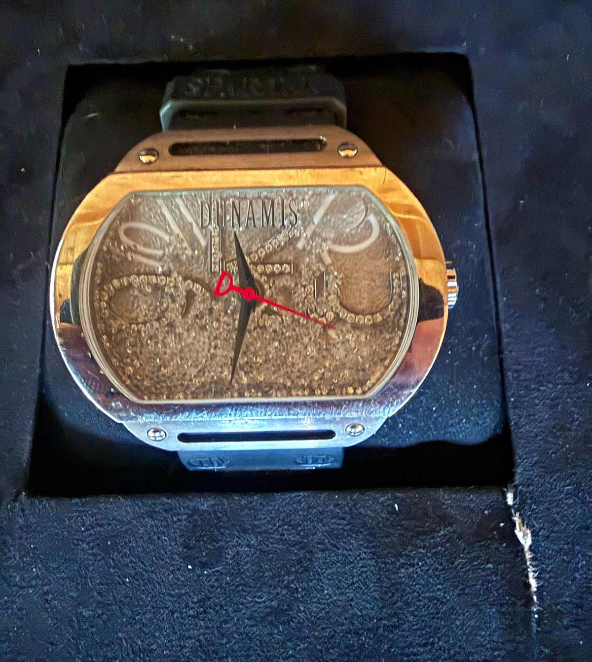 Jason of Beverly Hills Dunamis Spartan Stainless Steel Black Rubber Strap w/Box