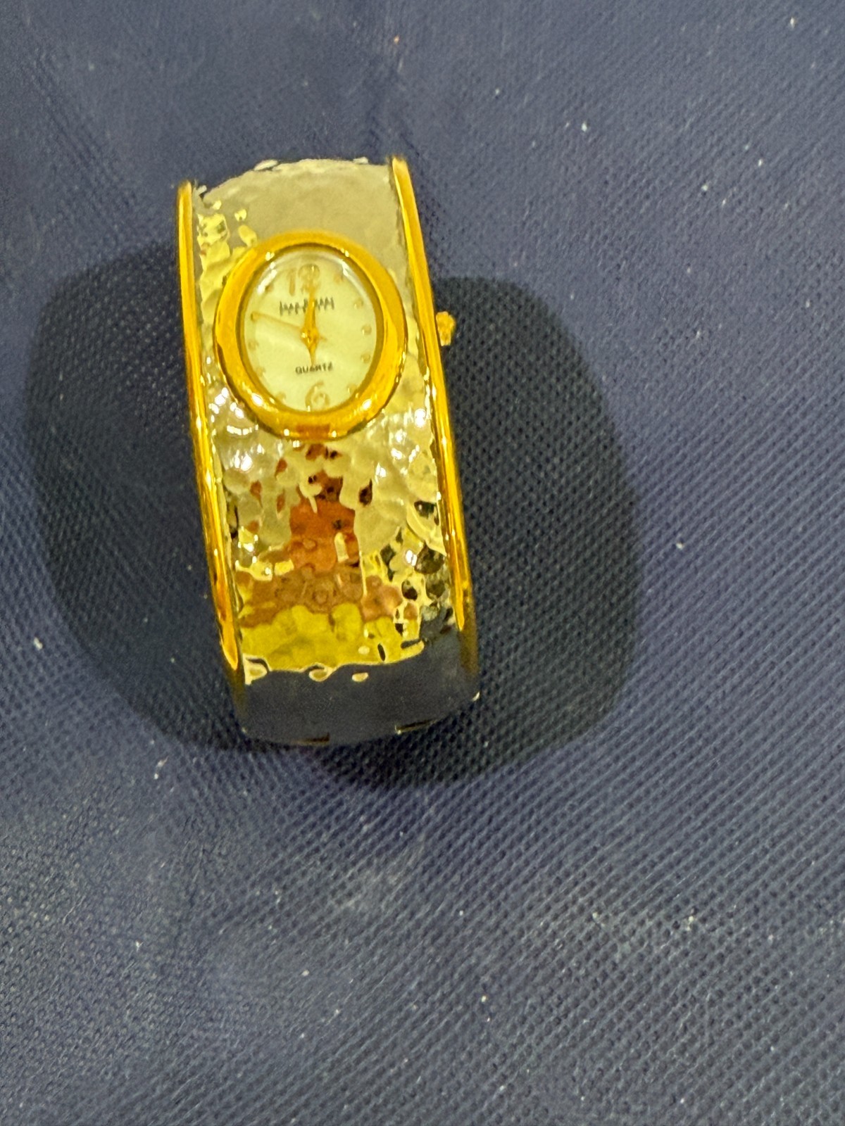 Joan Rivers Classics Womens Watch 28mm Hammered Silver Open Cuff New Battery
