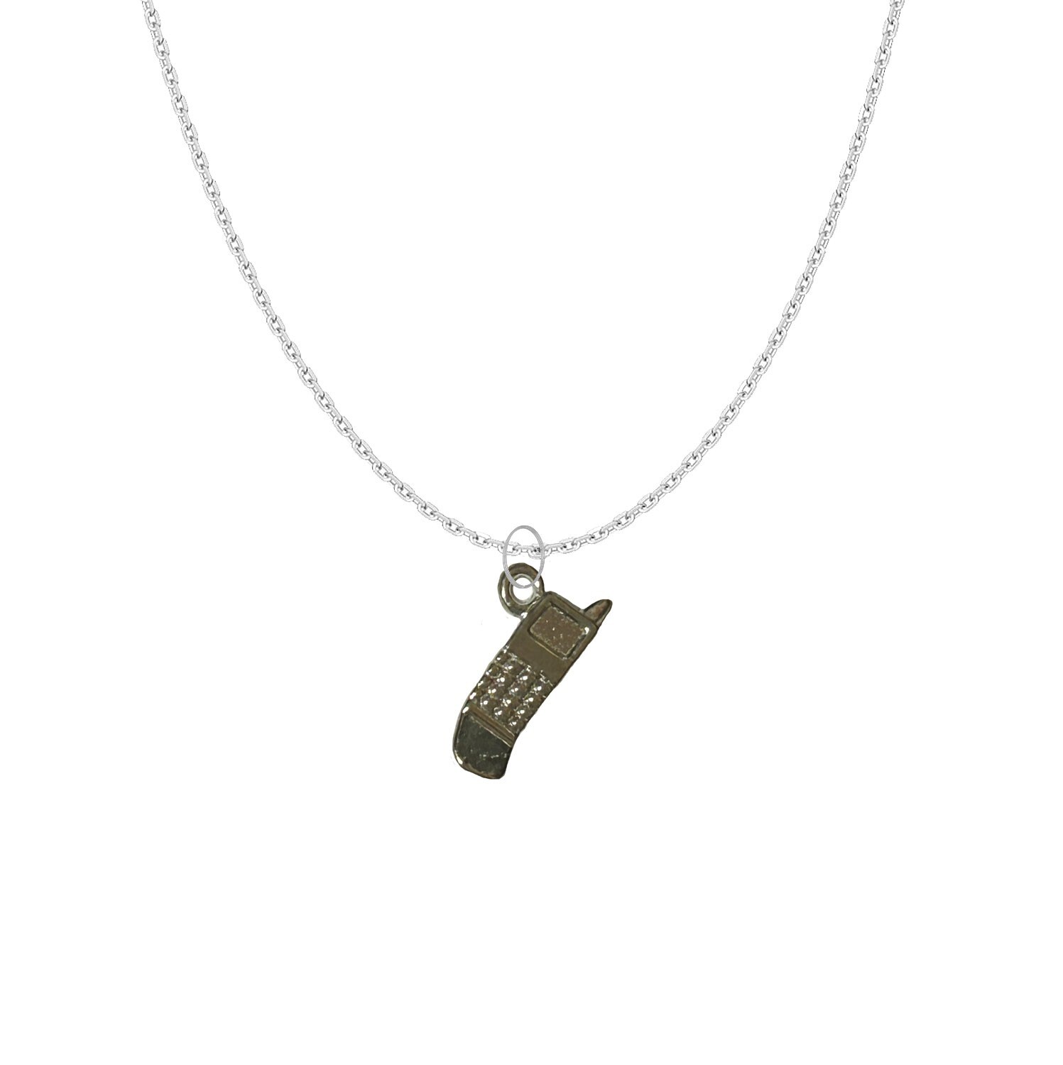 ch16 Cell mobile phone Silver tone on Silver Platinum Plated Necklace 18″