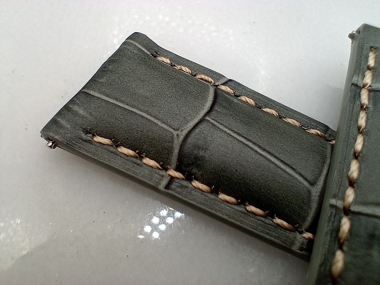 New 20mm Geckota Watchgecko Alligator Grain Calf Leather Grey Watch Strap 6B148