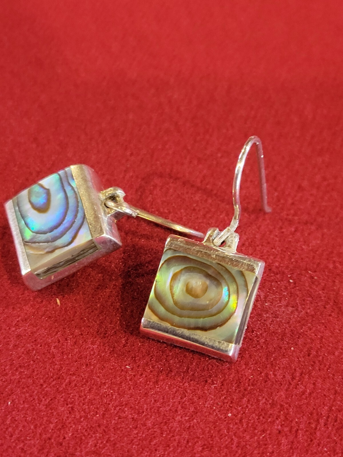 Abalone 925 Sterling Silver Square Earrings with Square Corners 13mm X 12 mm🔥🔥