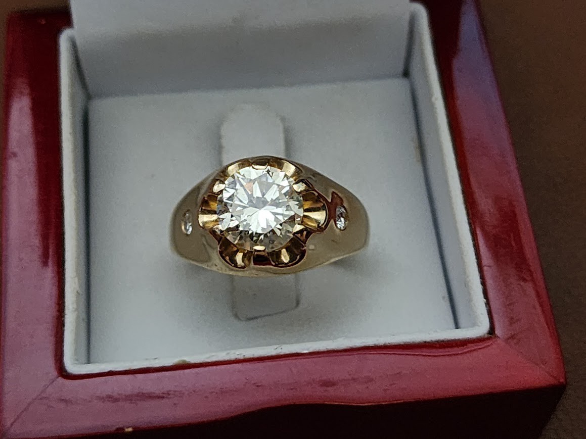 GIA CERTIFIED 14K YELLOW GOLD 2.72CT DIAMOND MENS RING 9.25 11.1GR