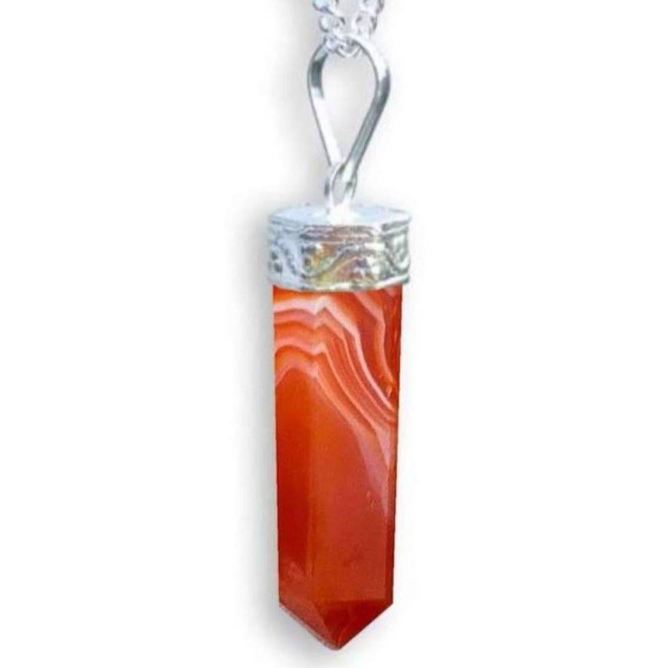 Carnelian Crystal Chakra Pendant Pencil Cap Sterling Silver Necklace Heal