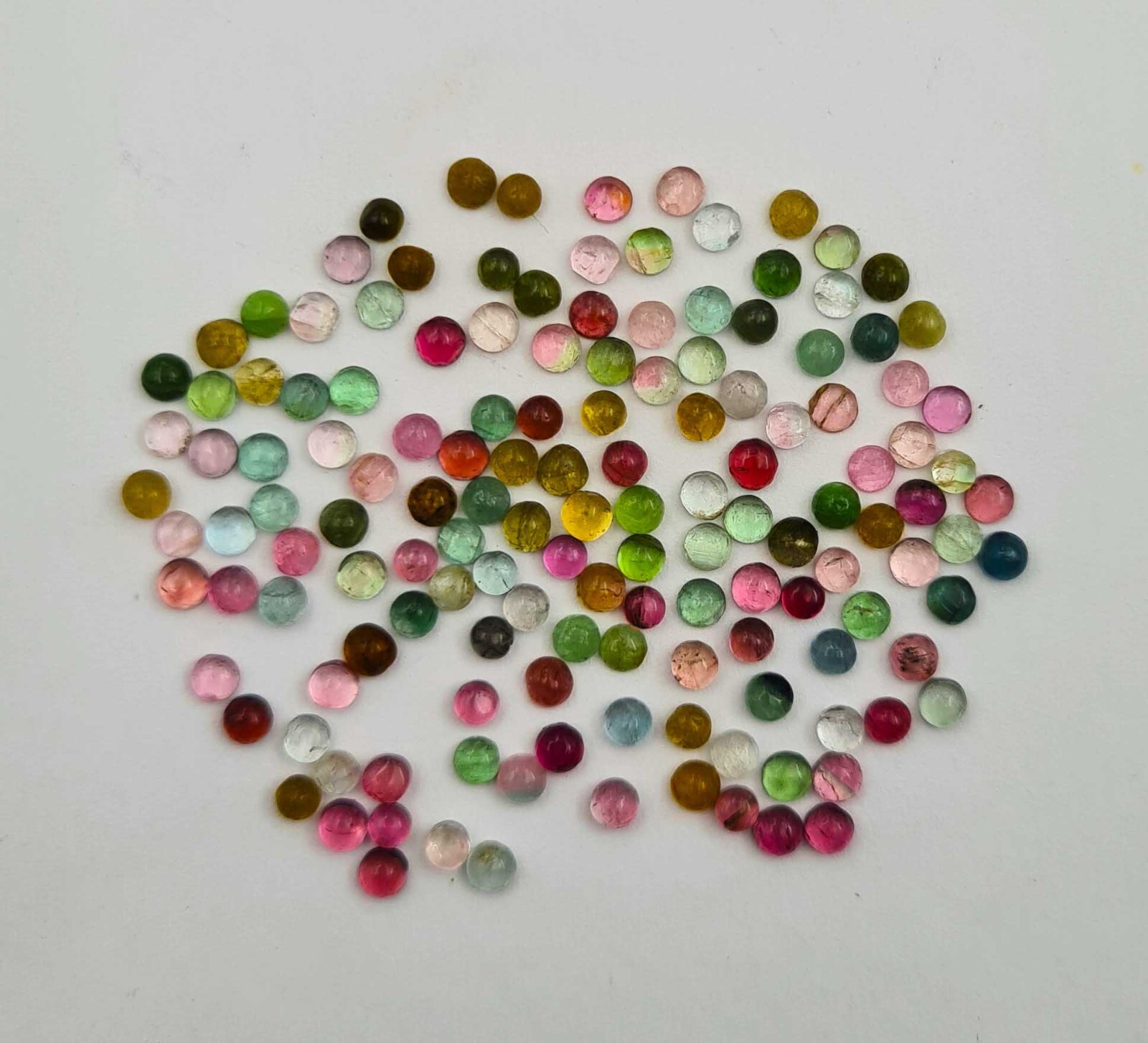 Natural Multi Tourmaline Round Cabochon Loose Gemstone Lot 100 Pcs 3 MM