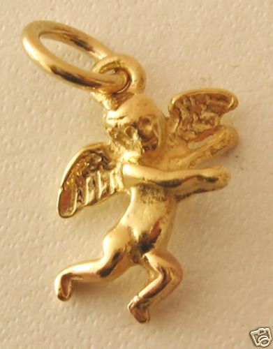 SOLID 9ct 9K Yellow Gold 3D CHERUB ANGEL OF LOVE CUPID Charm/Pendant