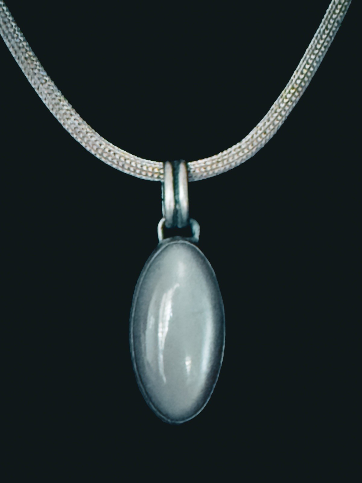 925 Silver Necklace w Moonstone Pendant – w 10K Gold Accents, 1.1 oz