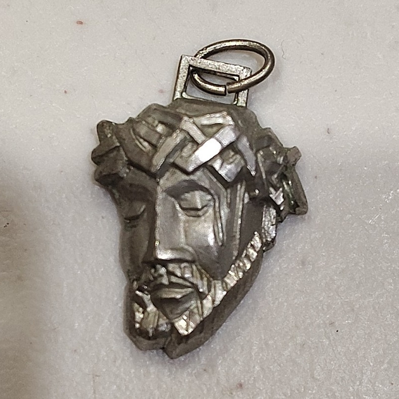 925 Sterling Silver Jesus Head Religious Charm Pendant, No Stone, Silver