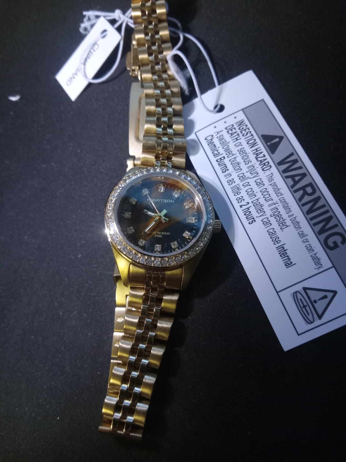Lot of 2 Gruen Gold-Tone Quartz Watches Diamond-Style Bezel & Dial Women’s Dress