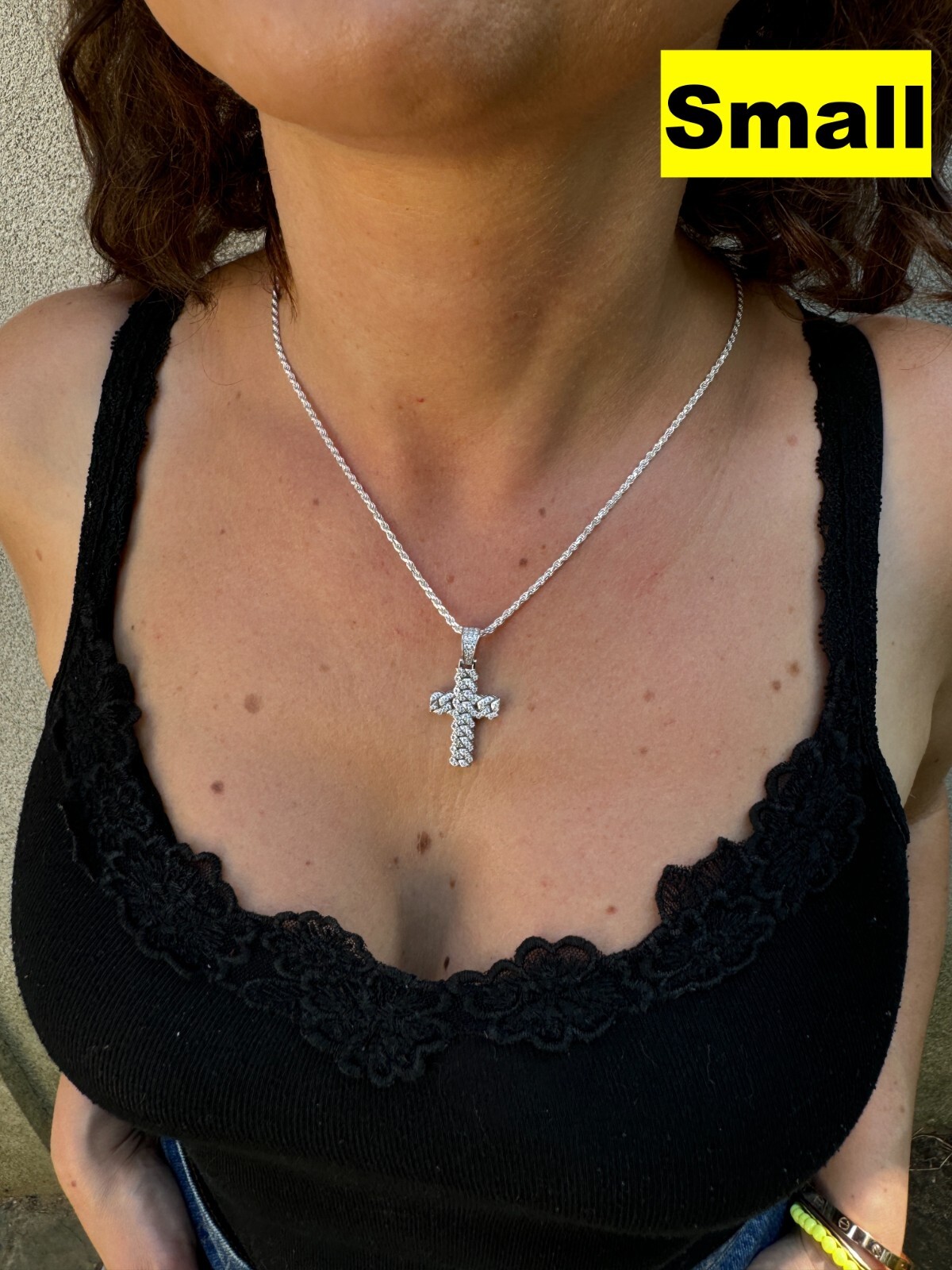 MOISSANITE Prong Miami Cuban Link Cross Pendant – 925 Silver Necklace 3 Sizes