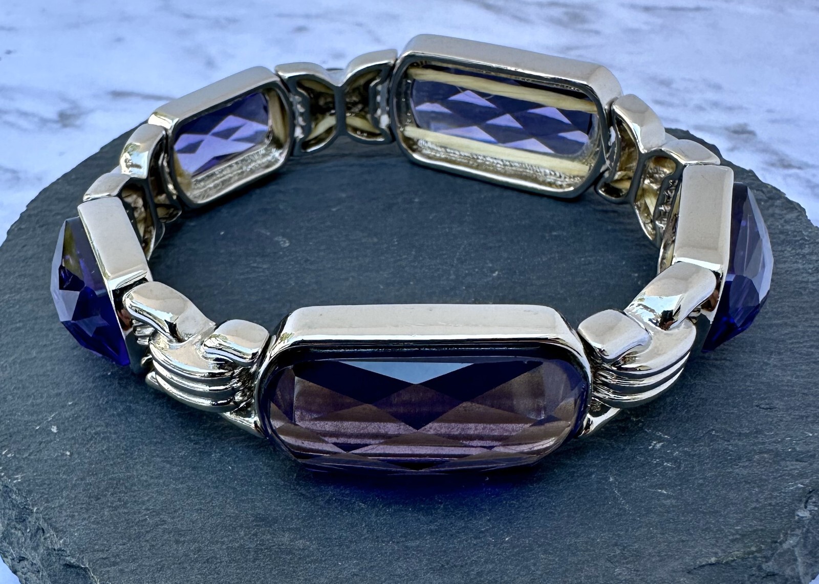Purple Jewel Bracelet, Elastic Stretch to fit Bracelet, Gift for her