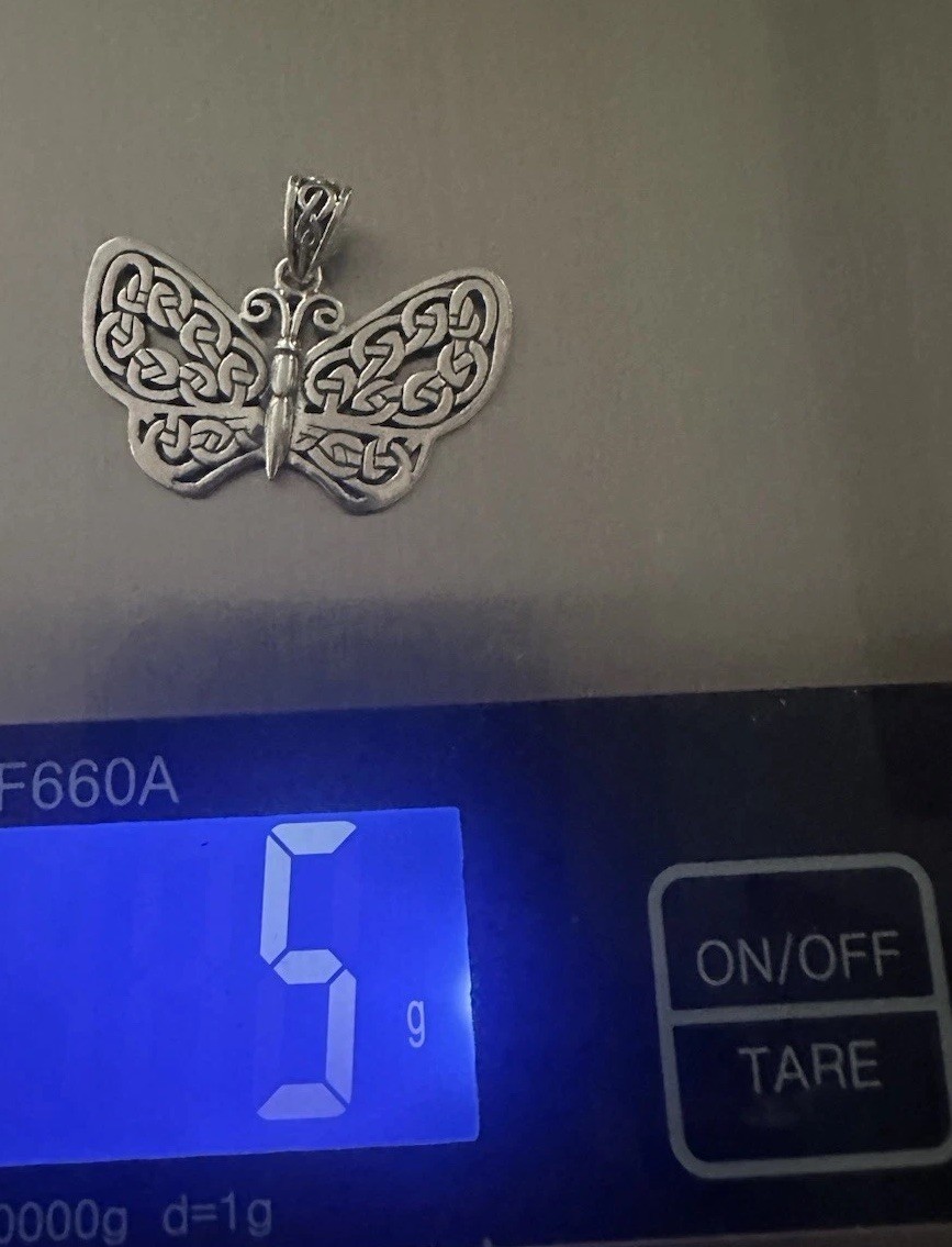 Peter Stone PSCL 925 Sterling Silver Celtic Knotwork Butterfly Pendant