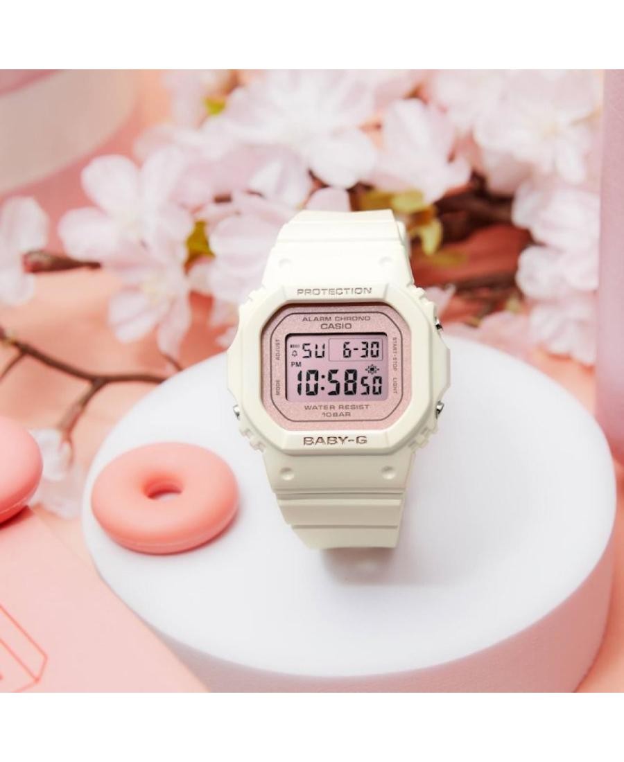 CASIO Child Digital Quartz Casual Watch Classic Dress Pink Dial Waterproof Recta
