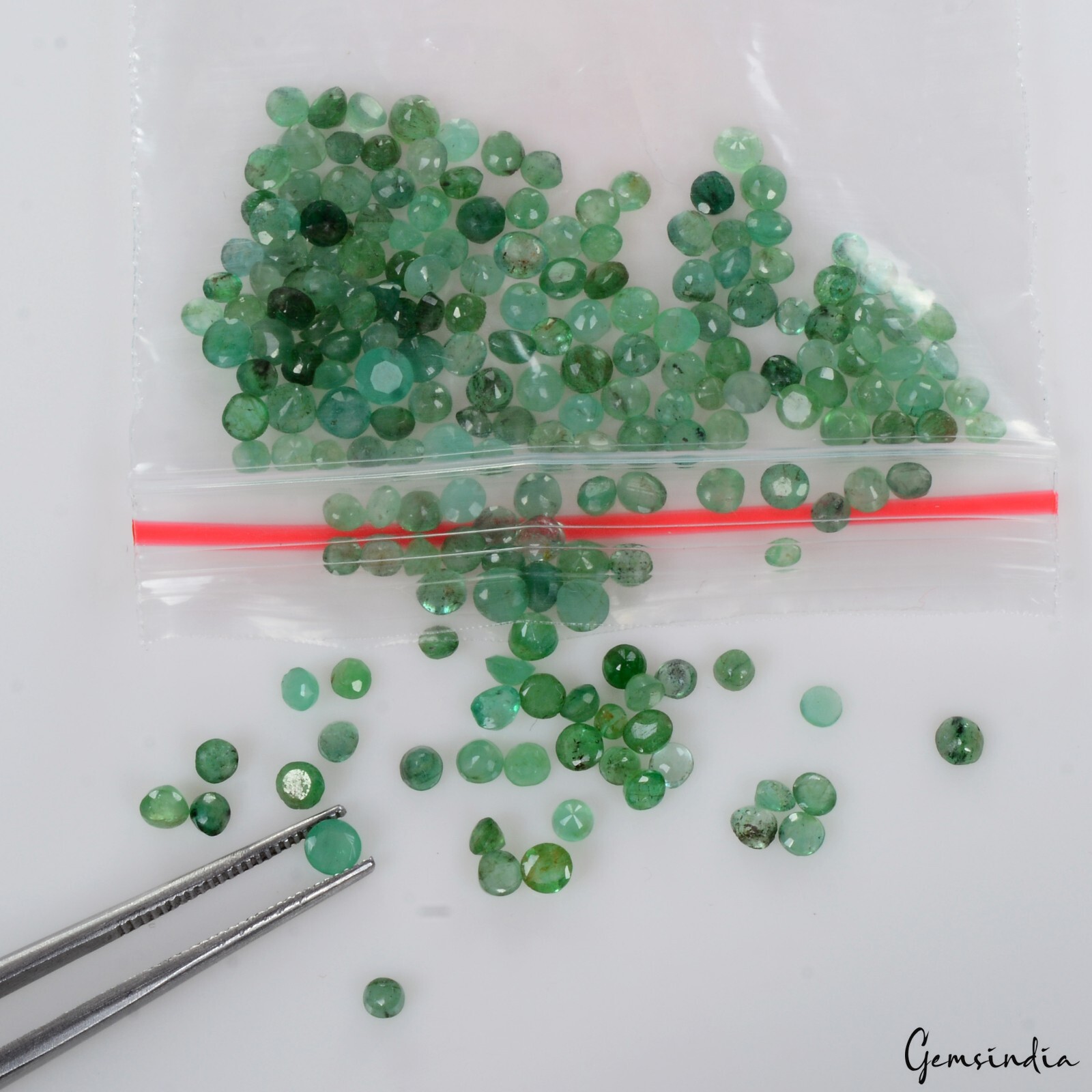 200 Pcs Natural Green Emerald 1.5-3mm Round Cut Untreated Colombian Emerald~15Ct