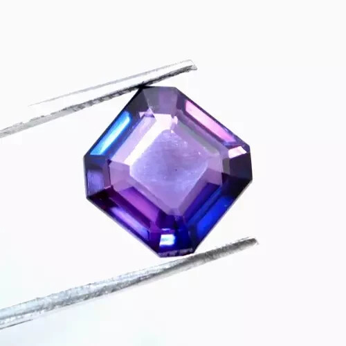 Natural 5.85 Ct Purple Asscher Cut Tanzanite Faceted Certified Loose Gemstone