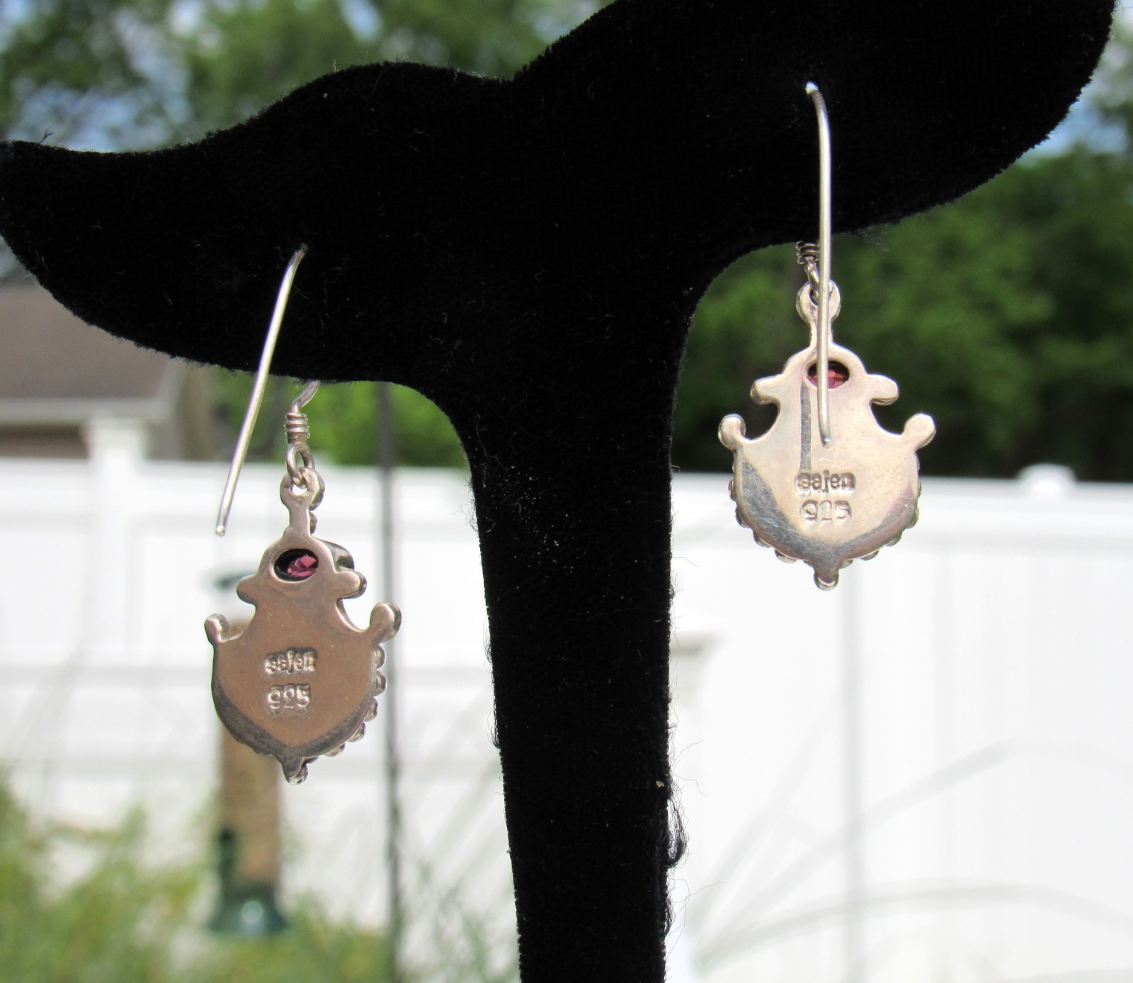 SAJEN Sterling silver 925 Unakite and Garnet Dangle Earrings
