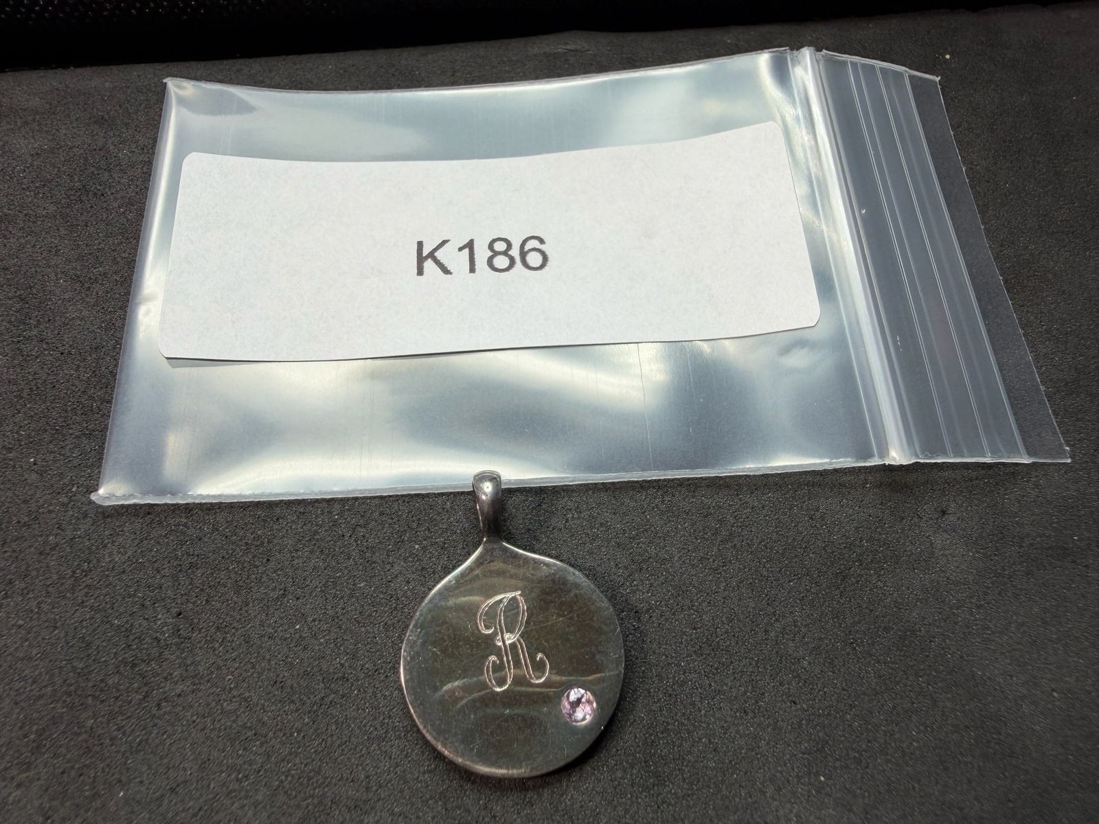 5.67g Vintage Sterling Silver 925 Round Pendant Monogram Letter R Engraved