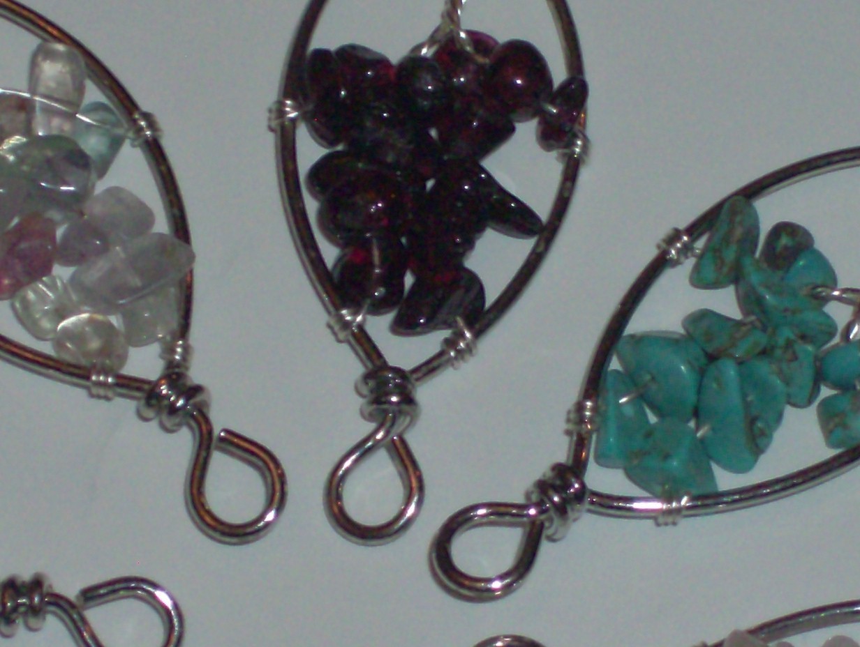 Beautiful 8 Piece Tree of Life Silvertone Natural Stone Beaded Pendant Lot
