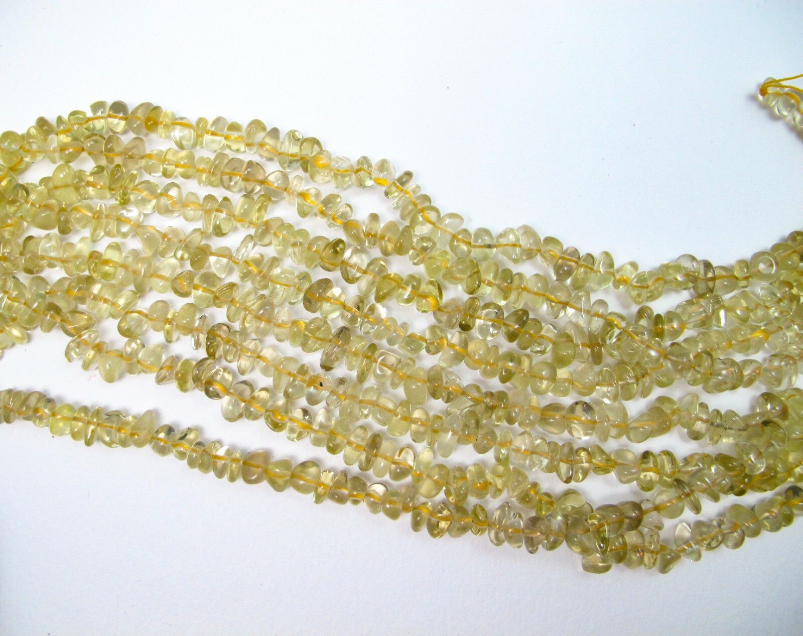 Natural Lemon quartz chips 5x8mm. Yellow healing stone beads 15.75”