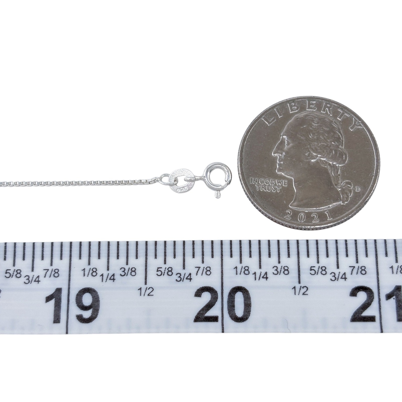 Vintage Sterling Silver 925 0.9mm Box Link Chain Necklace 20″