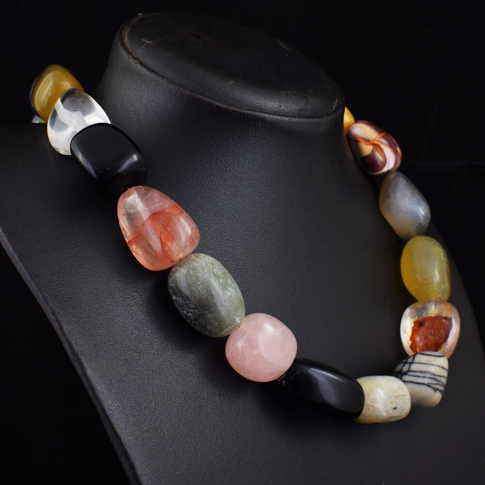 1109 Cts Earth Mined Single Strand Mix Gem Beaded Necklace Jewelry SK 35E443