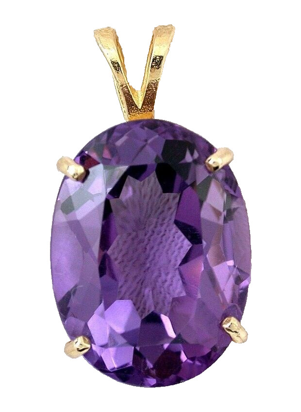 14.60 Carat 20×15 Oval Rich AAA Amethyst Gemstone 14Kt Gold Pendant EBS19/3524