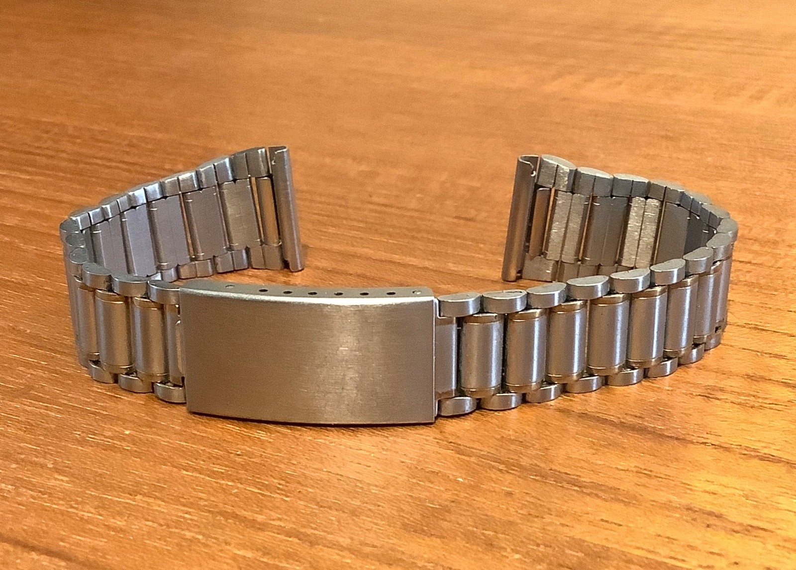 Watchband Gold & Satin Brushed Stainless Link Bracelet Fold Over Clasp 18mm Ends