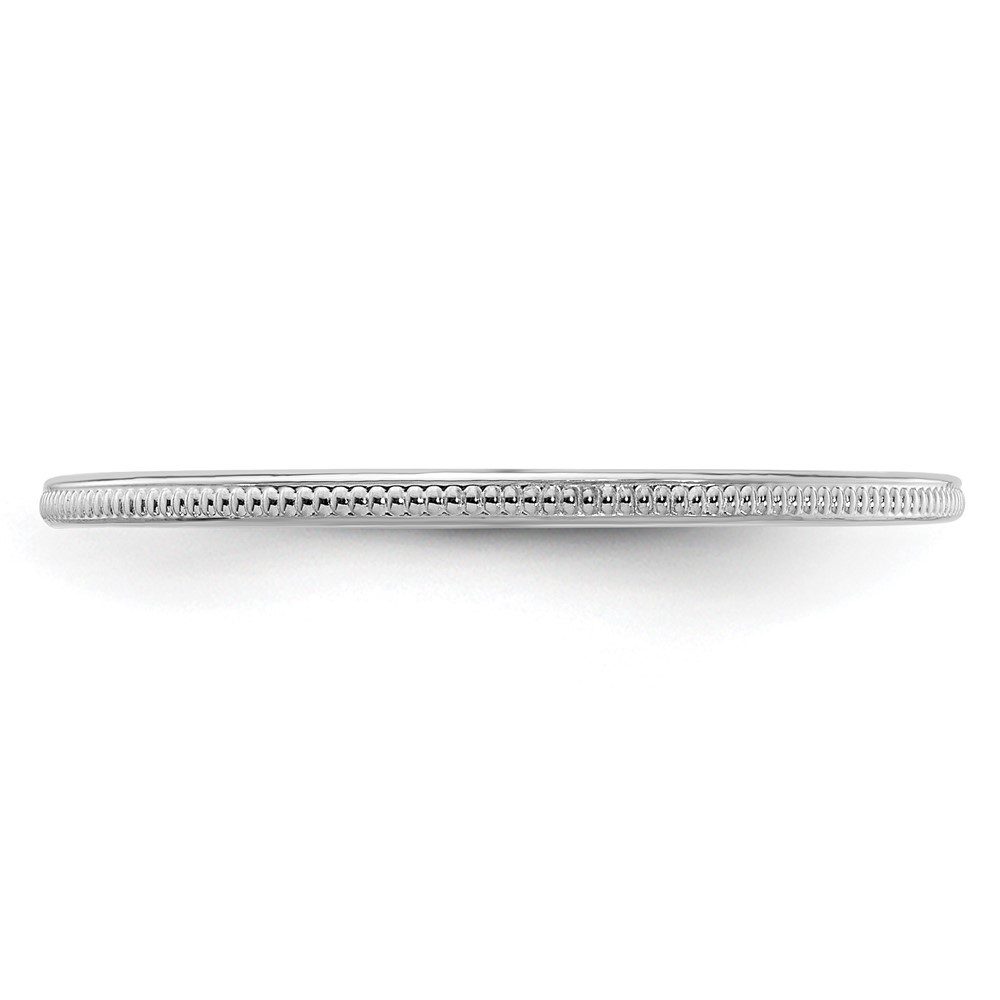 10K White Gold 1.2mm Milgrain Stackable Band Ring Size 7