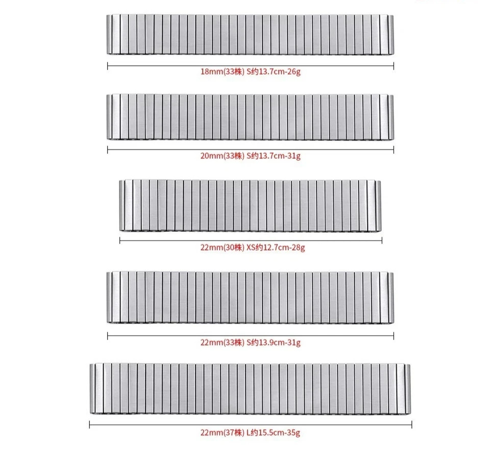 22mm Elastic Stainless Steel Watch Band Metal Stretch Expansion Springs Bracelet