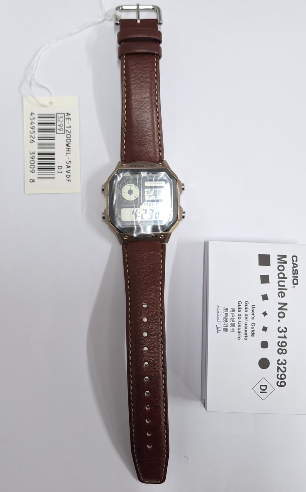 Casio AE-1200WHL-5A Mens Watch Digital Sports World Leather Band AE1200WHL5A