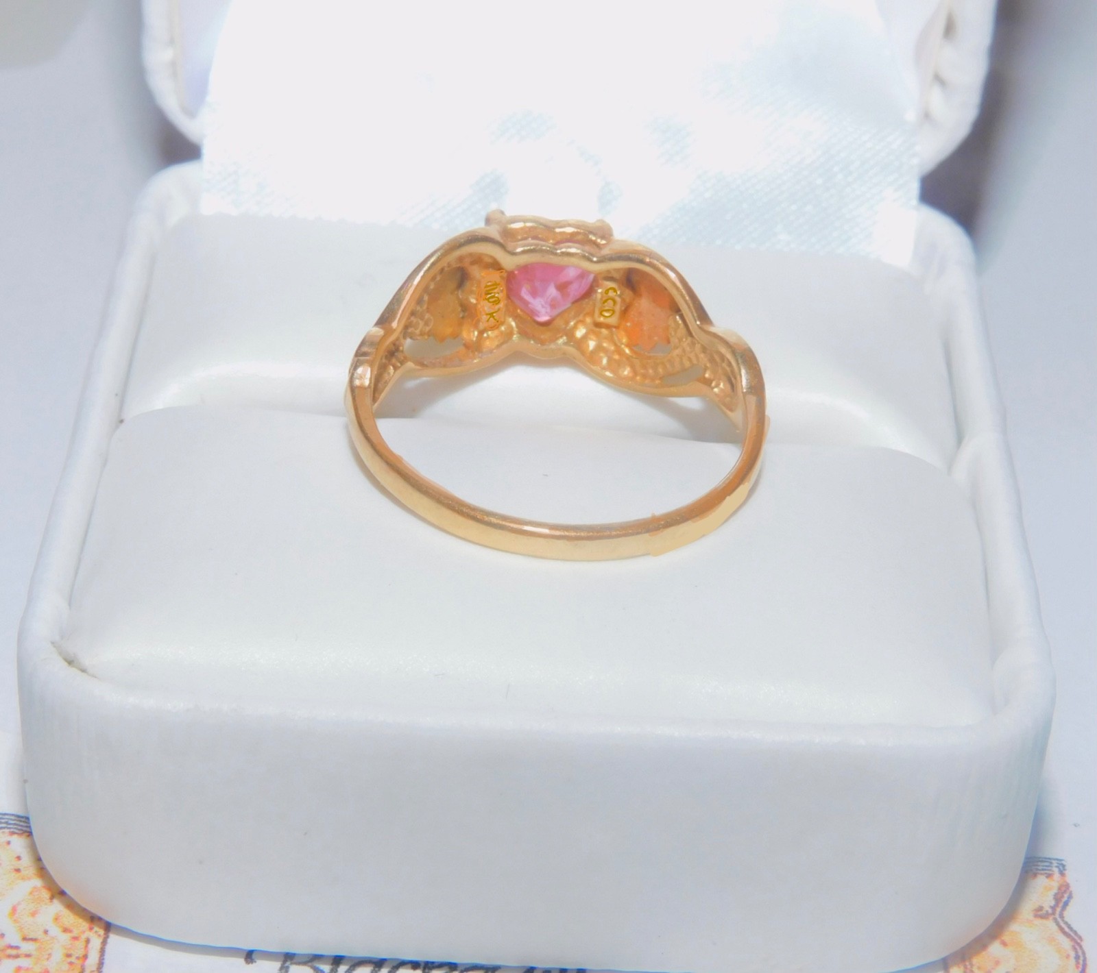 Black Hills Gold 10k Coleman Tourmaline Heart Leaves Ring Size 8