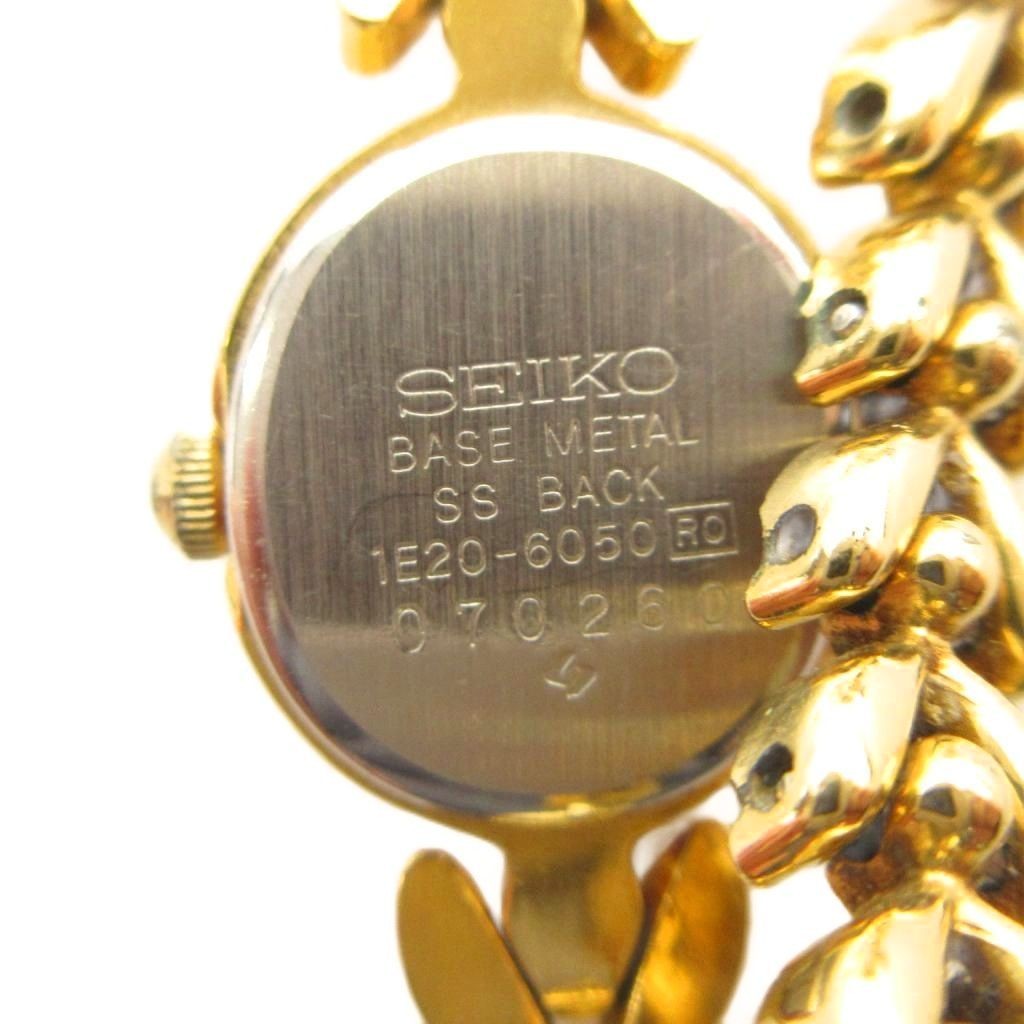 SEIKO 1E20 6050 Watch Quartz Logo Gold Color GY11 MQ