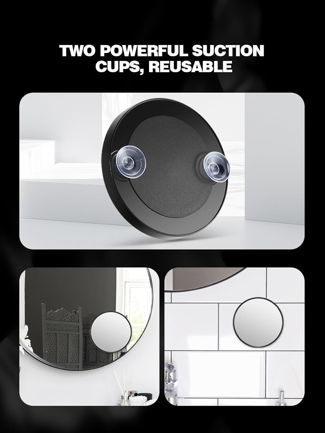 30X Magnifying Mirror with Suction Cups and Tweezers Set, 3.5 inches Magnified M