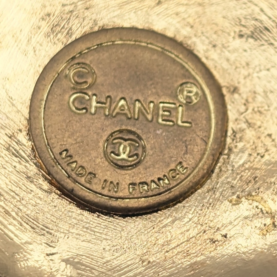 Chanel Coco Mark Logo Gold Necklace Round Pendant Early Vintage
