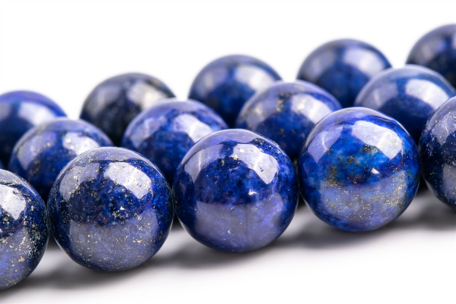 12-13MM Deep Blue Lapis Lazuli Beads Grade A Nugget Round Gemstone Loose Beads