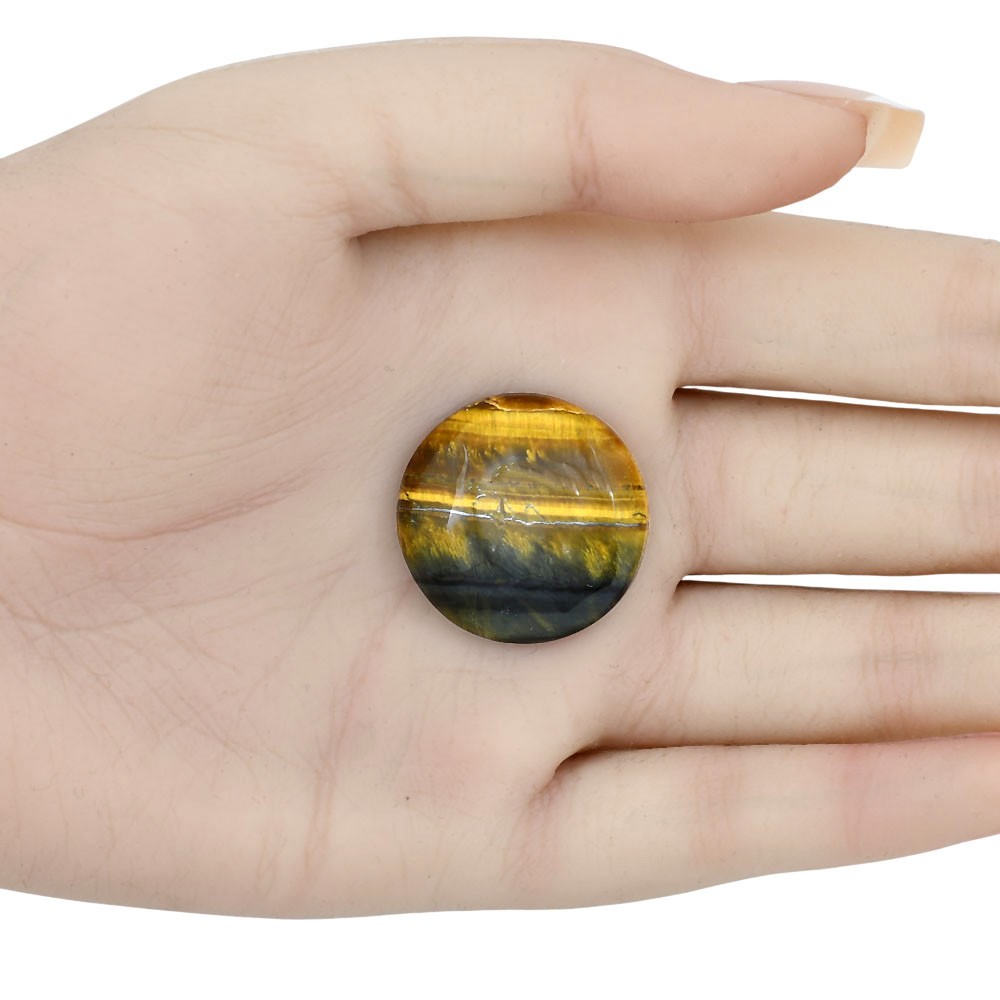 Natural Blue Tiger Eye 25.5×25.5×6 mm Round Shape Polished Gemstone LS01306-17