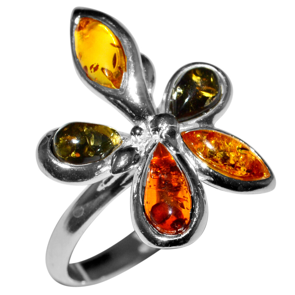 4.73g Authentic Baltic Amber 925 Sterling Silver Ring Jewelry N-A7311 s.8.5