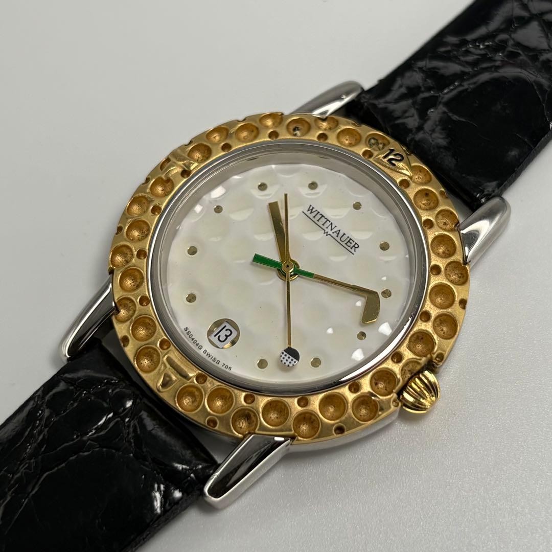 Rare WITTNAUER 1980s Quartz Watch Golf Club Hands Dimple Dial New Battery Tested