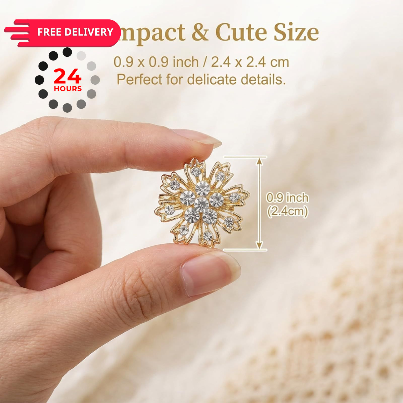 12 Pieces Gold Crystal Wedding Bouquet Brooches for 2.4cm / 0.9inch, Sliver