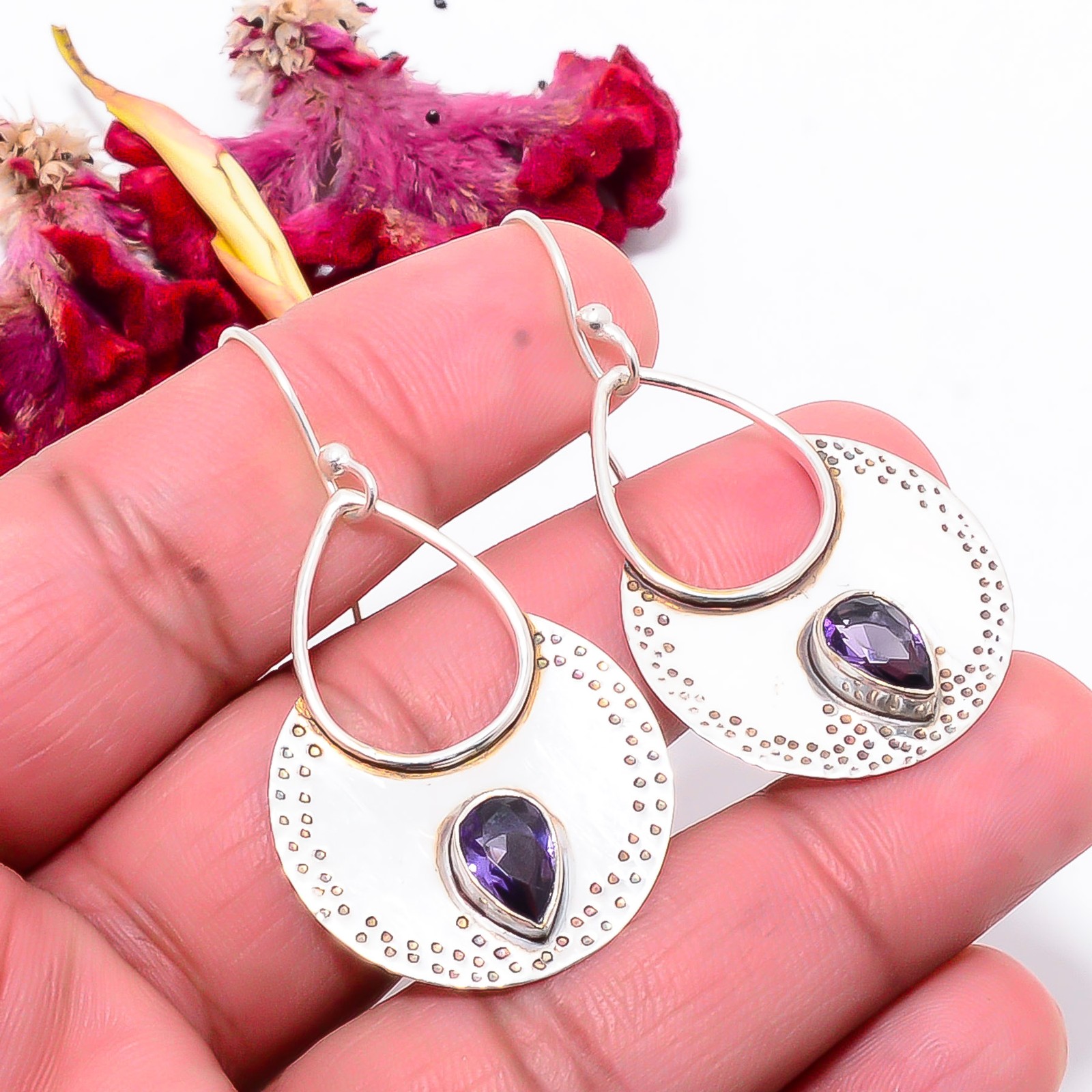 Iolite Gemstone Designer Handmade 925 Sterling Silver Earring 1.87″ Sku37