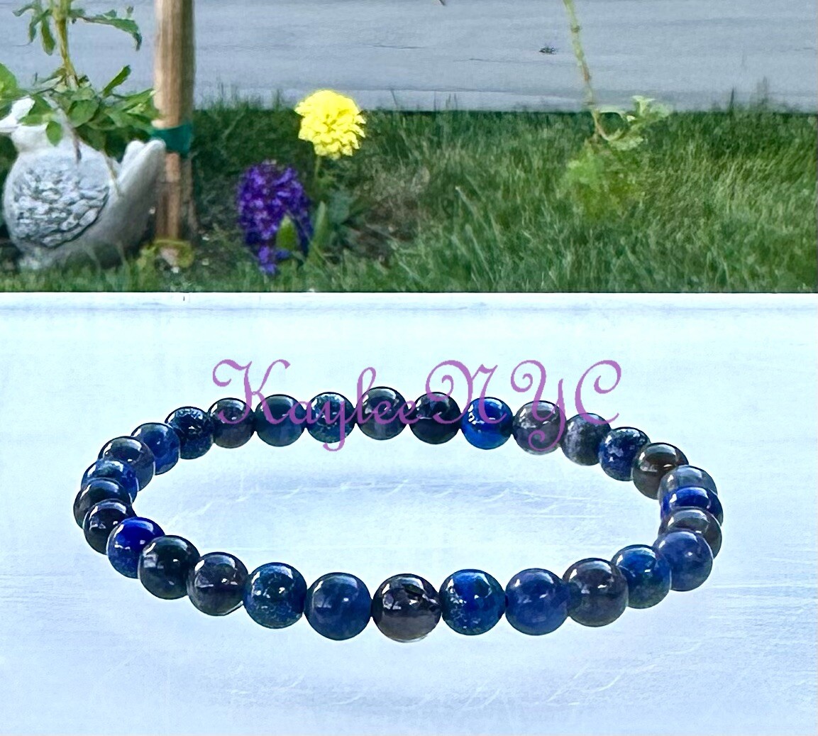 Wholesale 6 Pcs Third Eye Chakra 6mm 7.5” Crystal Healing Stretch Bracelet