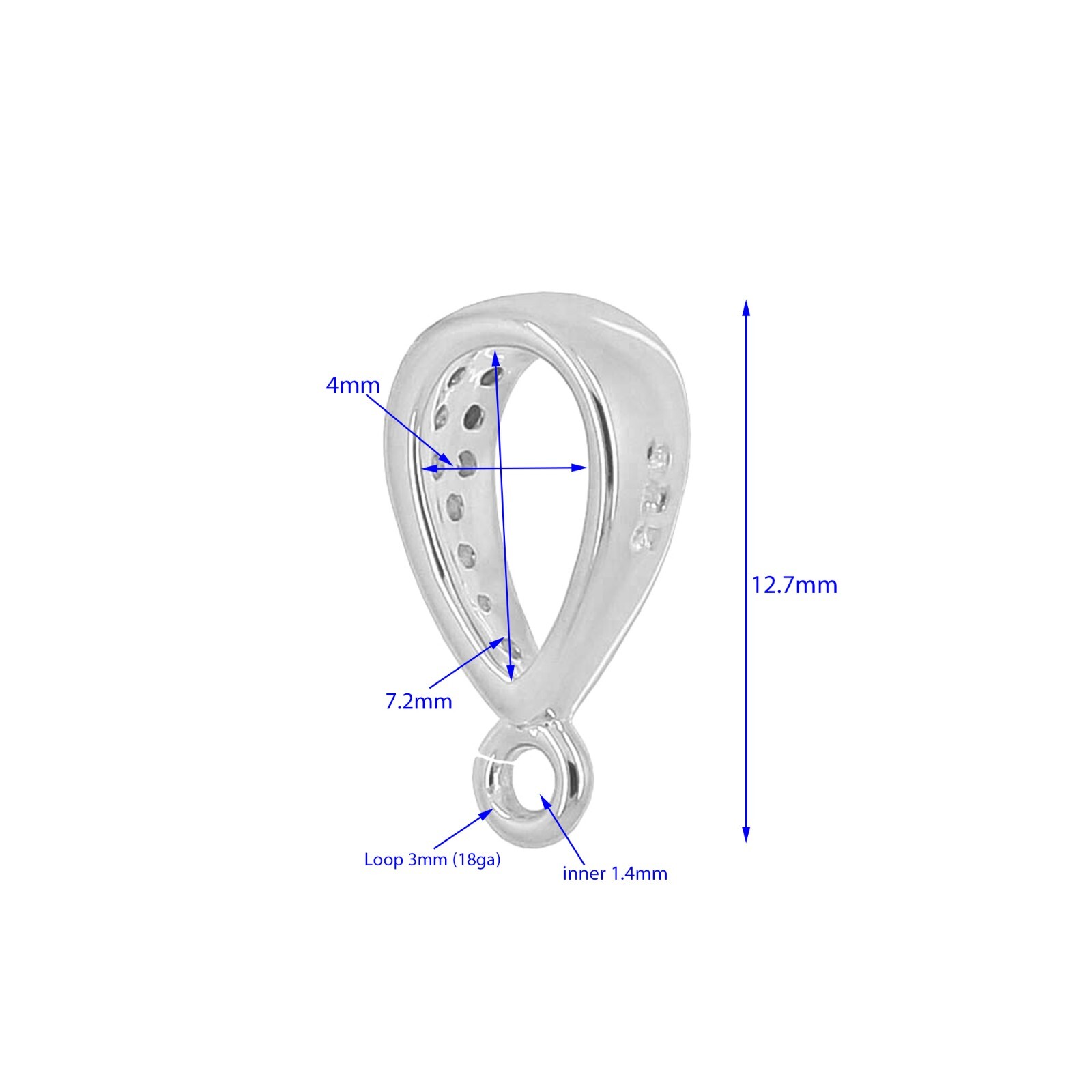 Sterling Silver CZ Pendant Connector Bail Clasp with Open Loop #51772