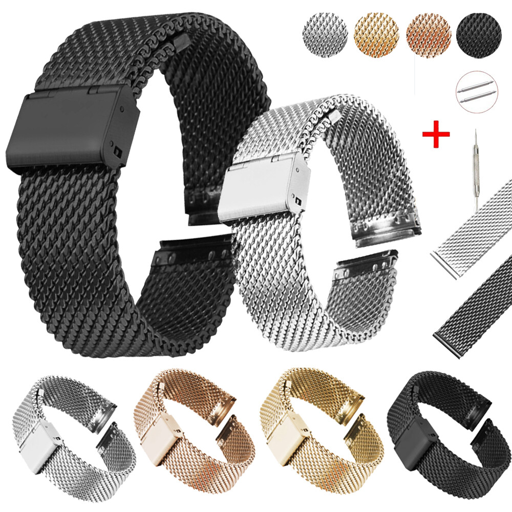 Mesh Stainless Steel Watch Band 18mm 20mm 22mm Metal Watch Replacement Strap